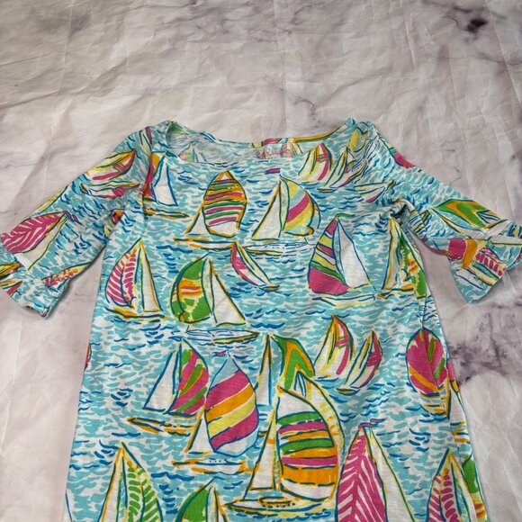 Lilly Pulitzer Sailboat Shift Dress Women’s XS Blue Summer Mini - Picture 2 of 4
